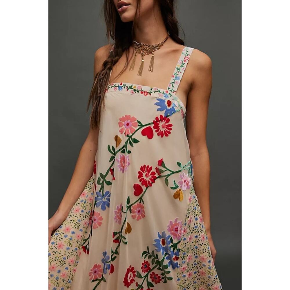 Free People Falling Petals Velvet Maxi Dress Large Sold Out - Picture 2 of 6